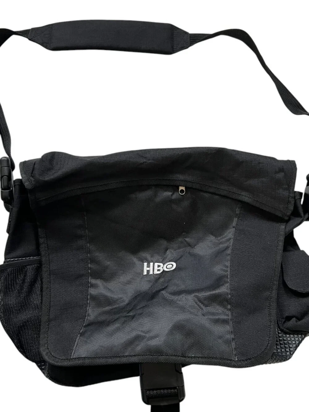 HBO messenger bag black nylon work laptop shoulder travel